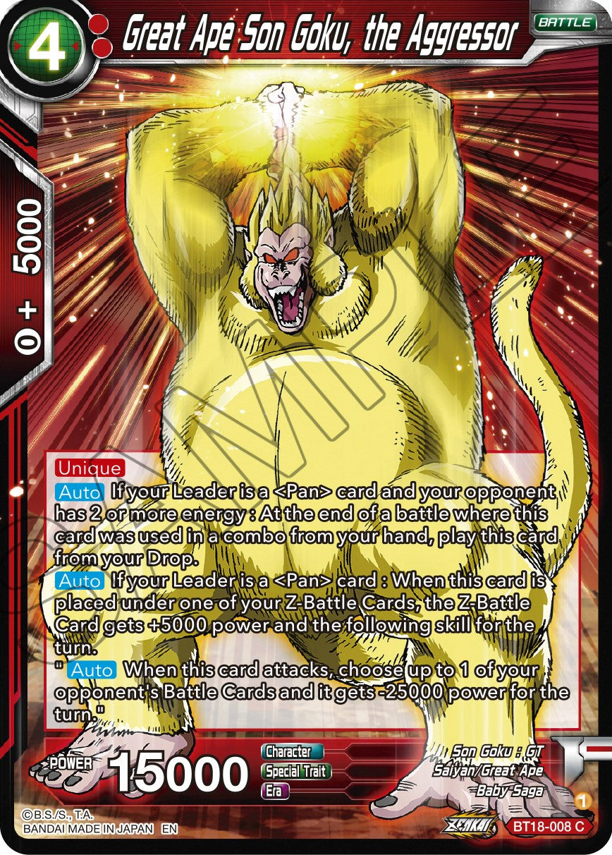Great Ape Son Goku, the Aggressor (BT18-008) [Dawn of the Z-Legends] | Rock City Comics