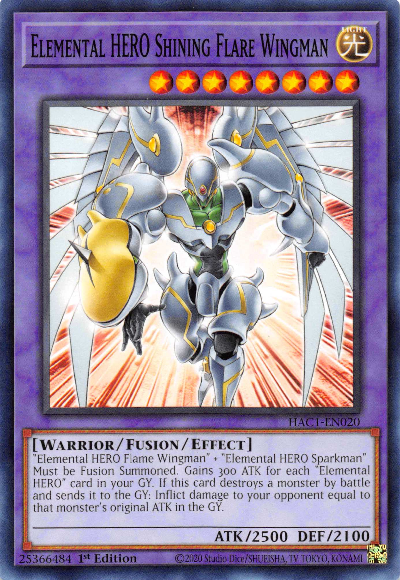 Elemental HERO Shining Flare Wingman (Duel Terminal) [HAC1-EN020] Parallel Rare | Rock City Comics