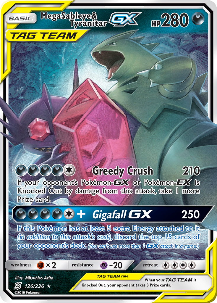 Mega Sableye & Tyranitar GX (126/236) [Sun & Moon: Unified Minds] | Rock City Comics