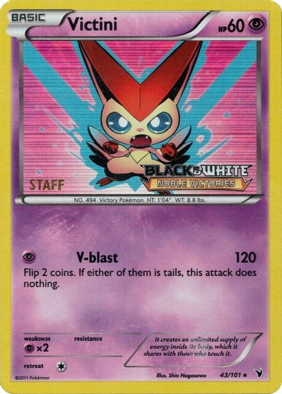 Victini (43/101) (Staff Prerelease Promo) [Black & White: Black Star Promos] | Rock City Comics