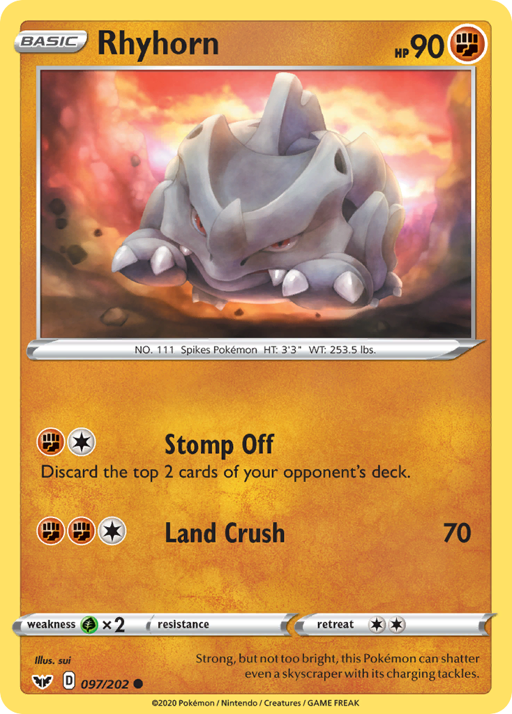 Rhyhorn (097/202) [Sword & Shield: Base Set] | Rock City Comics