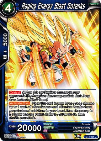 Raging Energy Blast Gotenks [BT4-034] | Rock City Comics