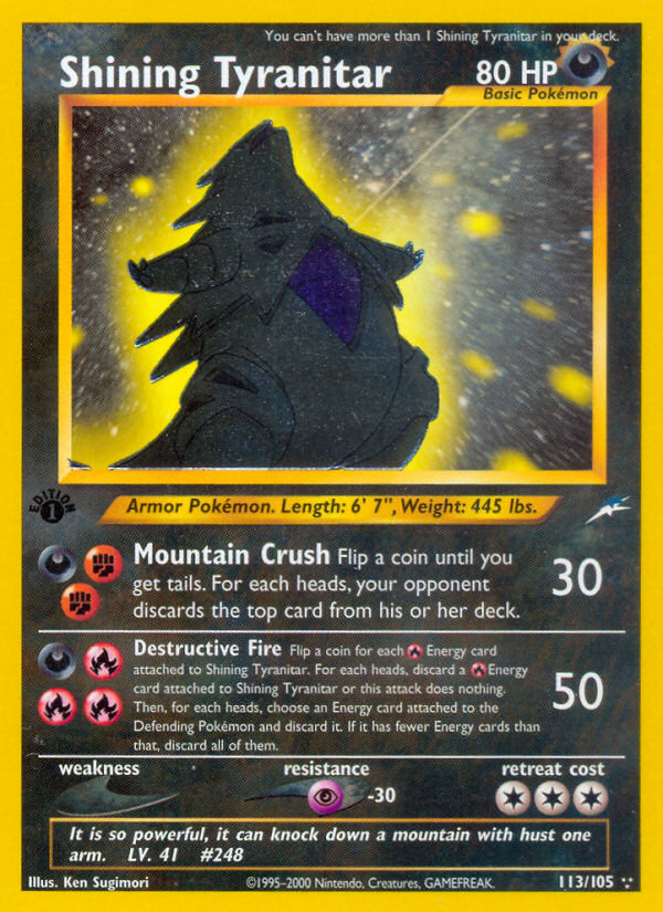 Shining Tyranitar (113/105) [Neo Destiny 1st Edition] | Rock City Comics