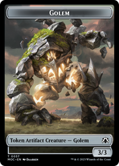 Golem // Clue Double-Sided Token [March of the Machine Commander Tokens] | Rock City Comics