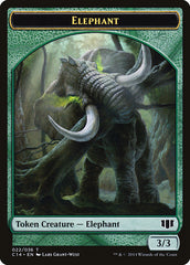 Elephant // Elf Warrior Double-sided Token [Commander 2014 Tokens] | Rock City Comics