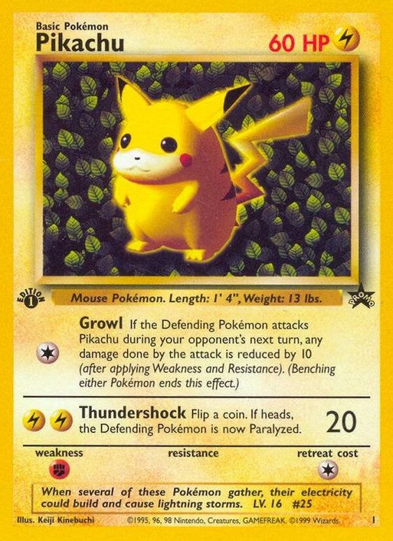 Pikachu (1) (1st Edition Misprint Promo) [Wizards of the Coast: Black Star Promos] | Rock City Comics