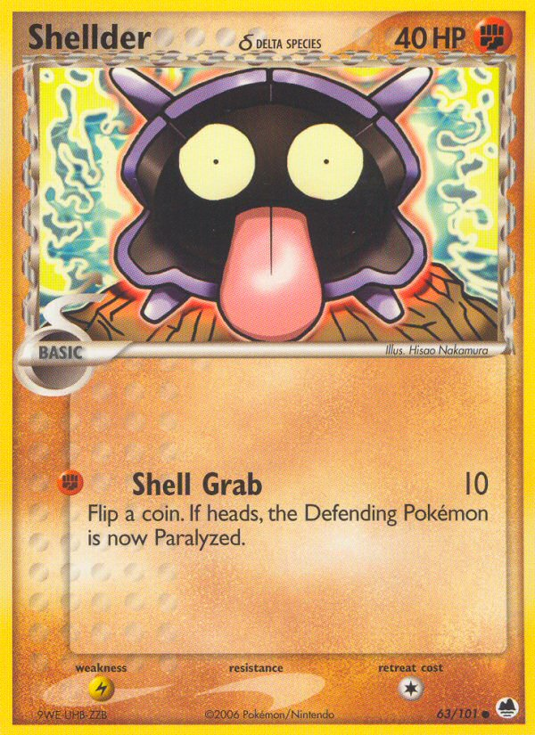 Shellder (63/101) (Delta Species) [EX: Dragon Frontiers] | Rock City Comics