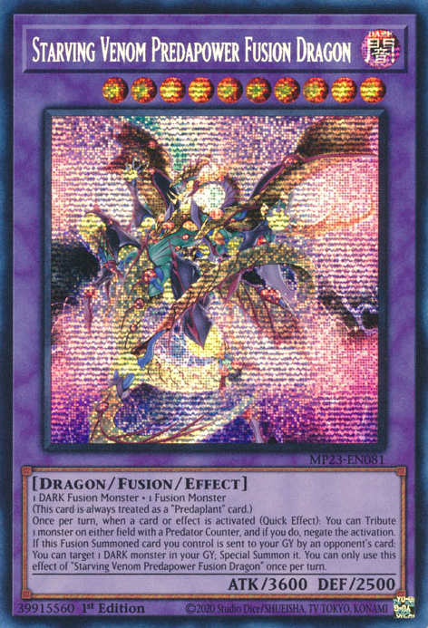 Starving Venom Predapower Fusion Dragon [MP23-EN081] Prismatic Secret Rare | Rock City Comics