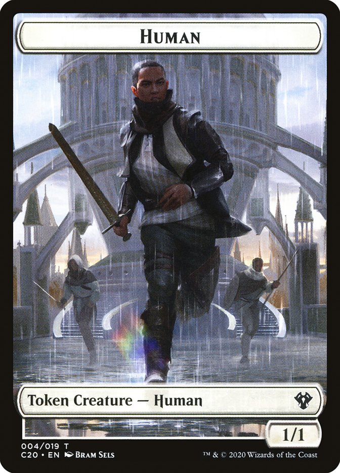 Human // Treasure Double-sided Token [Commander 2020 Tokens] | Rock City Comics