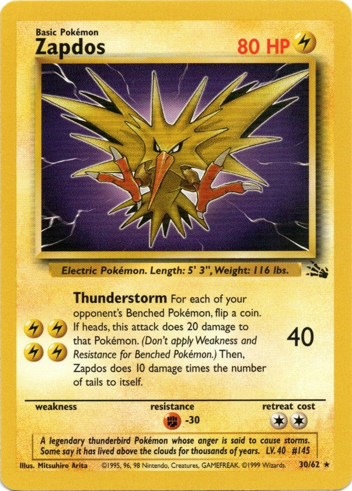 Zapdos (30/62) [Fossil Unlimited] | Rock City Comics