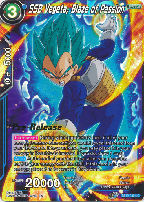 SSB Vegeta, Blaze of Passion (BT10-040) [Rise of the Unison Warrior Prerelease Promos] | Rock City Comics