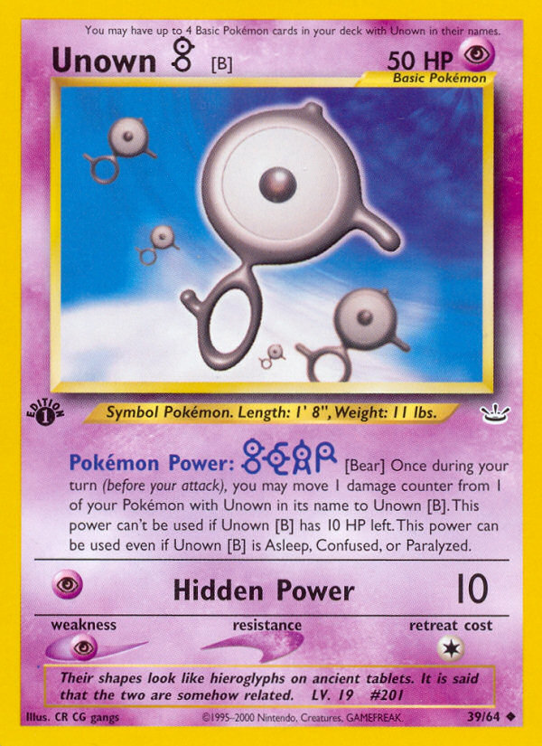 Unown [B] (39/64) [Neo Revelation 1st Edition] | Rock City Comics