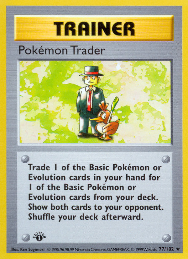 Pokemon Trader (77/102) (Shadowless) [Base Set 1st Edition] | Rock City Comics