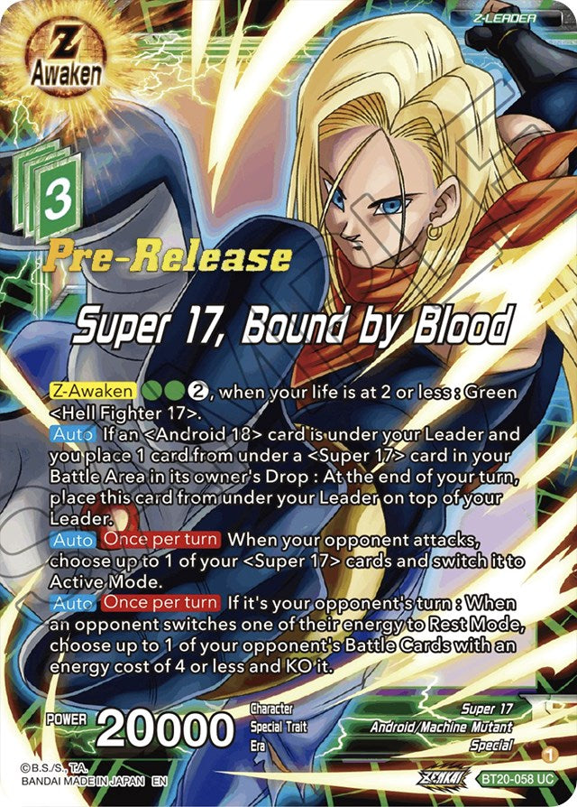 Super 17, Bound by Blood (BT20-058) [Power Absorbed Prerelease Promos] | Rock City Comics