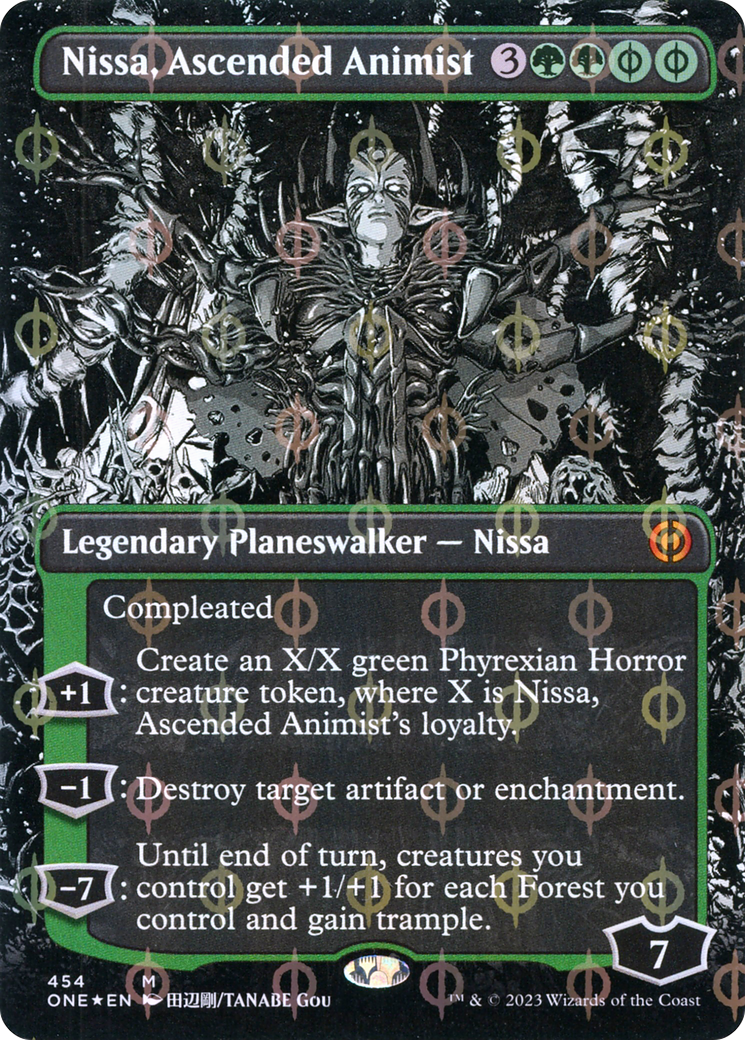 Nissa, Ascended Animist (Borderless Manga Step-and-Compleat Foil) [Phyrexia: All Will Be One] | Rock City Comics