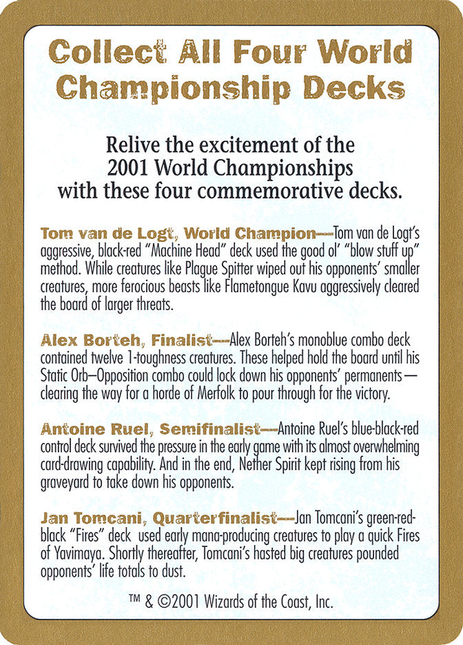 2001 World Championships Ad [World Championship Decks 2001] | Rock City Comics