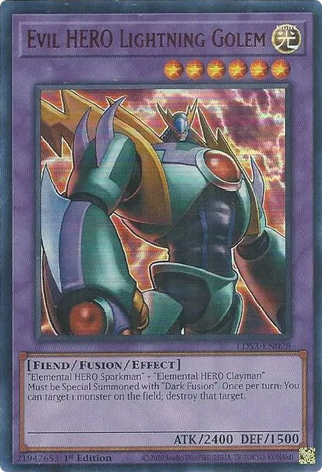 Evil HERO Lightning Golem (Red) [LDS3-EN028] Ultra Rare | Rock City Comics