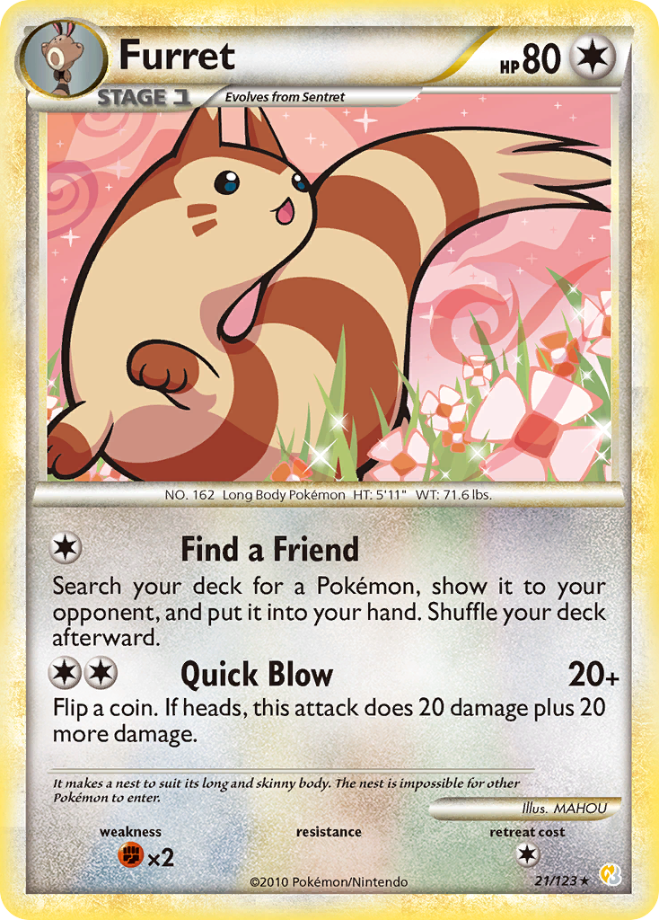 Furret (21/123) [HeartGold & SoulSilver: Base Set] | Rock City Comics