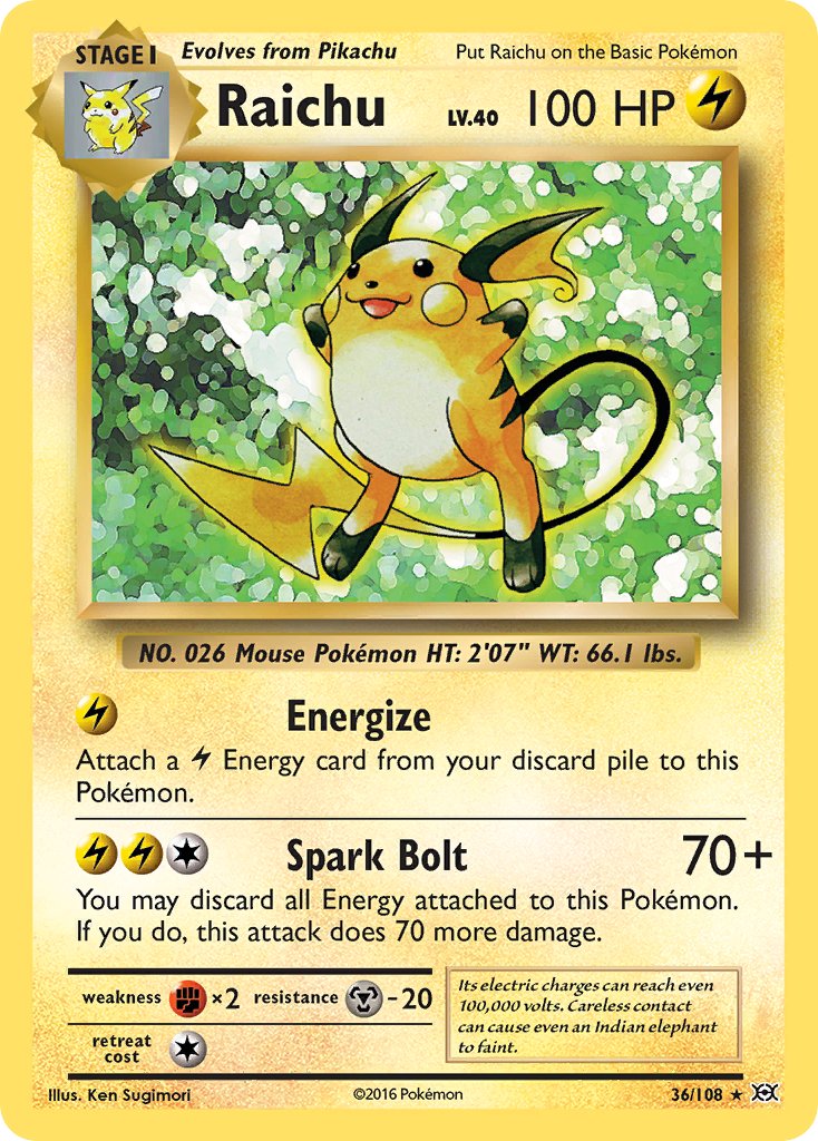 Raichu (36/108) (Theme Deck Exclusive) [XY: Evolutions] | Rock City Comics