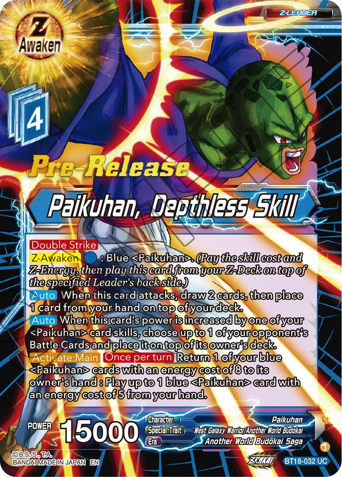 Paikuhan, Depthless Skill (BT18-032) [Dawn of the Z-Legends Prerelease Promos] | Rock City Comics