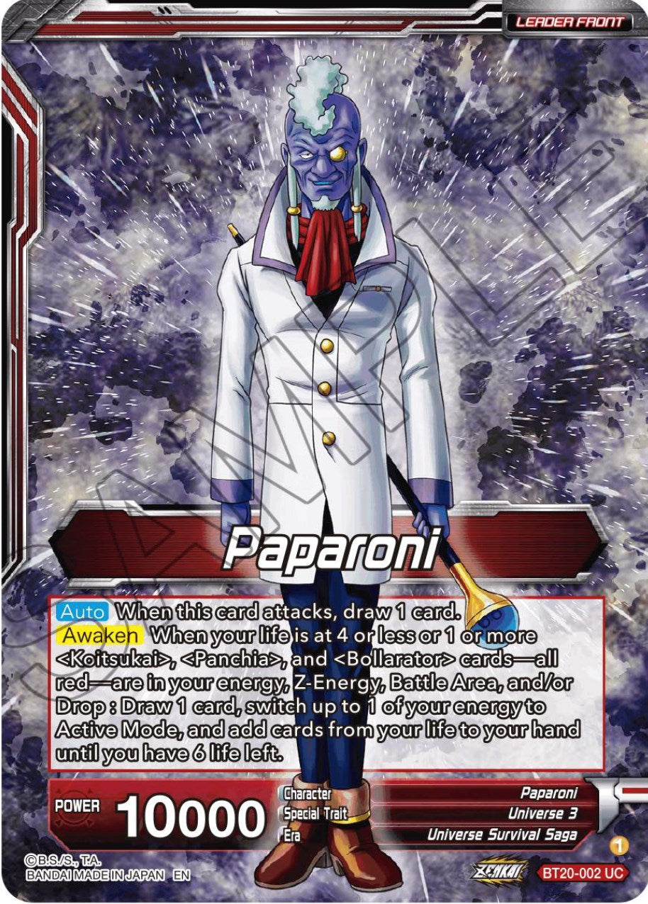 Paparoni // Warriors of Universe 3, United as One (BT20-002) [Power Absorbed Prerelease Promos] | Rock City Comics