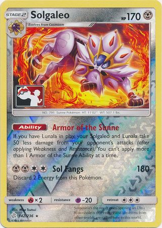 Solgaleo (142/236) (Pokemon Club Special Print) [Sun & Moon: Cosmic Eclipse] | Rock City Comics