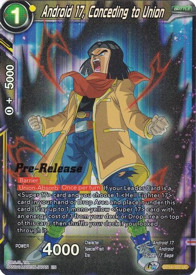 Android 17, Conceding to Union (BT14-107) [Cross Spirits Prerelease Promos] | Rock City Comics