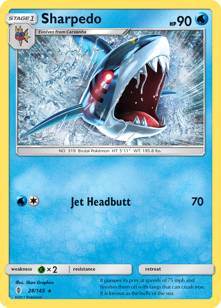 Sharpedo (28/145) [Sun & Moon: Guardians Rising] | Rock City Comics