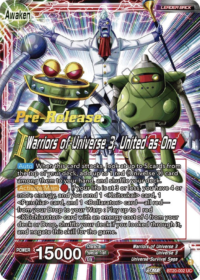 Paparoni // Warriors of Universe 3, United as One (BT20-002) [Power Absorbed Prerelease Promos] | Rock City Comics