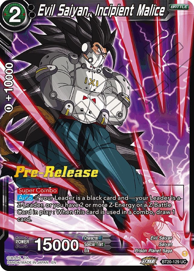 Evil Saiyan, Incipient Malice (BT20-129) [Power Absorbed Prerelease Promos] | Rock City Comics