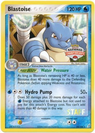 Blastoise (14/100) (National Championship Promo Staff) [EX: Crystal Guardians] | Rock City Comics