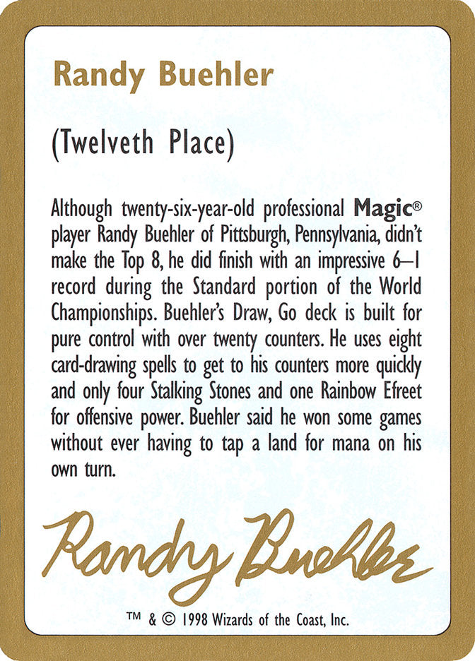 Randy Buehler Bio [World Championship Decks 1998] | Rock City Comics