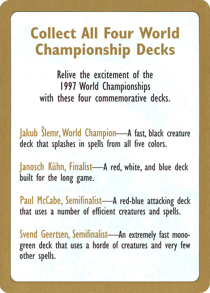 1997 World Championships Ad [World Championship Decks 1997] | Rock City Comics