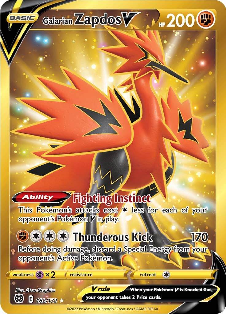 Galarian Zapdos V (182/172) [Sword & Shield: Brilliant Stars] | Rock City Comics