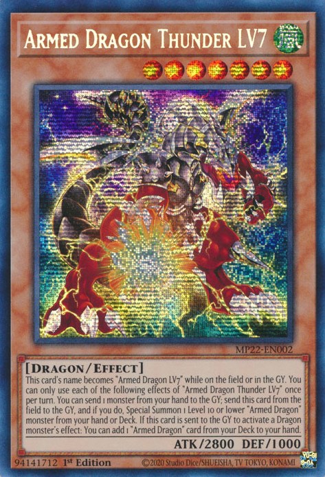 Armed Dragon Thunder LV7 [MP22-EN002] Prismatic Secret Rare | Rock City Comics