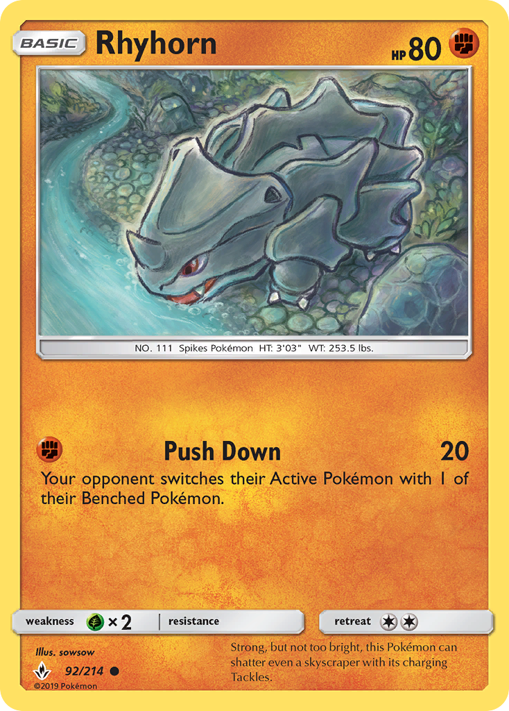 Rhyhorn (92/214) [Sun & Moon: Unbroken Bonds] | Rock City Comics