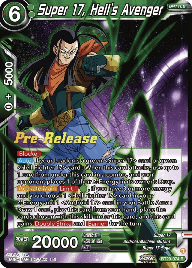 Super 17, Hell's Avenger (BT20-074) [Power Absorbed Prerelease Promos] | Rock City Comics