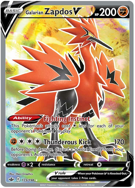 Galarian Zapdos V (173/198) [Sword & Shield: Chilling Reign] | Rock City Comics