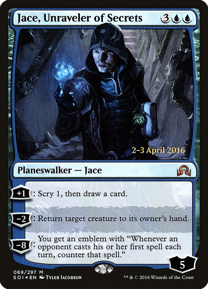 Jace, Unraveler of Secrets [Shadows over Innistrad Prerelease Promos] | Rock City Comics