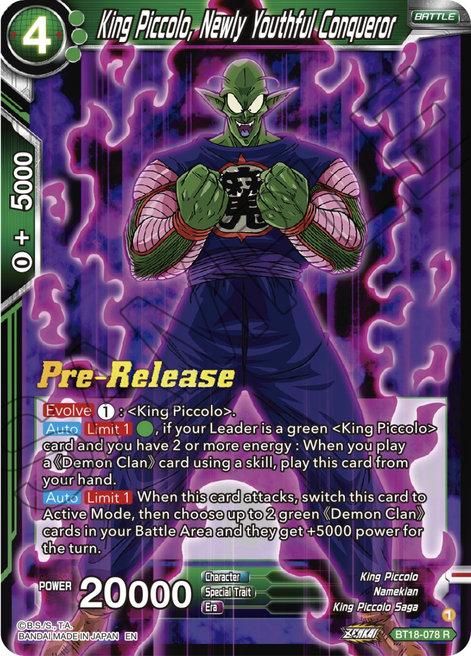 King Piccolo, Newly Youthful Conqueror (BT18-078) [Dawn of the Z-Legends Prerelease Promos] | Rock City Comics