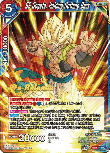 SS Gogeta, Holding Nothing Back (BT16-142) [Realm of the Gods Prerelease Promos] | Rock City Comics