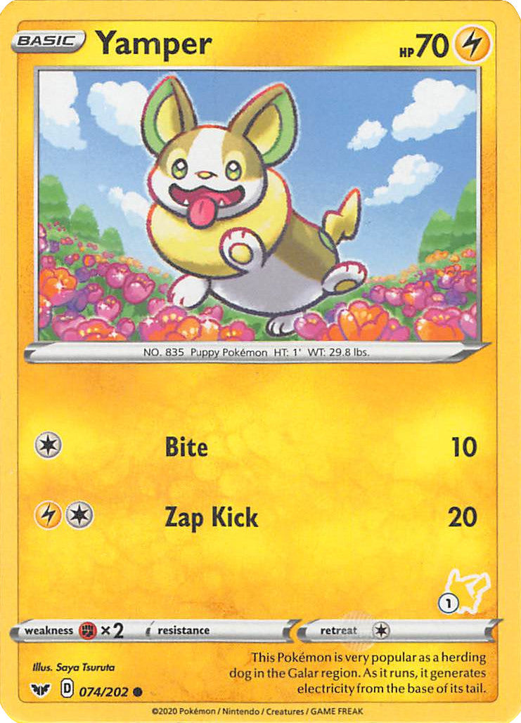 Yamper (074/202) (Pikachu Stamp #1) [Battle Academy 2022] | Rock City Comics