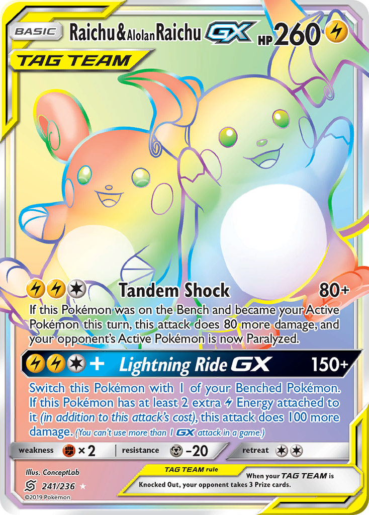 Raichu & Alolan Raichu GX (241/236) [Sun & Moon: Unified Minds] | Rock City Comics