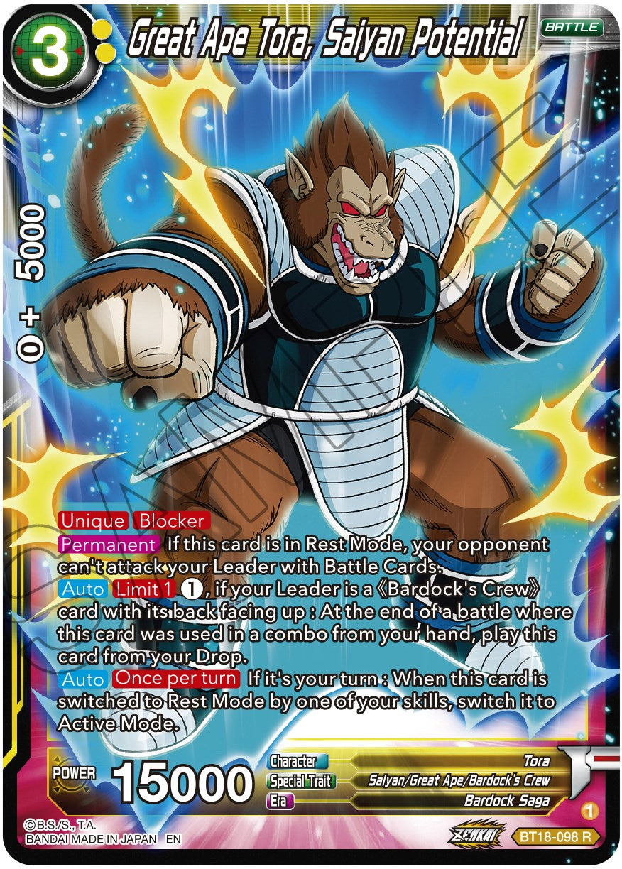 Great Ape Tora, Saiyan Potential (BT18-098) [Dawn of the Z-Legends] | Rock City Comics