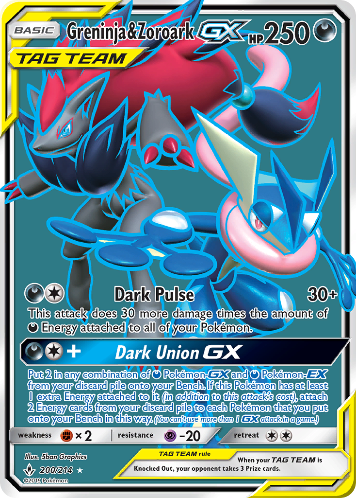 Greninja & Zoroark GX (200/214) [Sun & Moon: Unbroken Bonds] | Rock City Comics