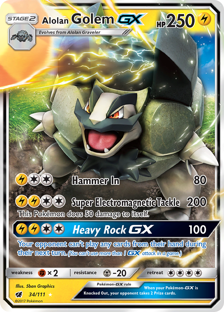 Alolan Golem GX (34/111) [Sun & Moon: Crimson Invasion] | Rock City Comics