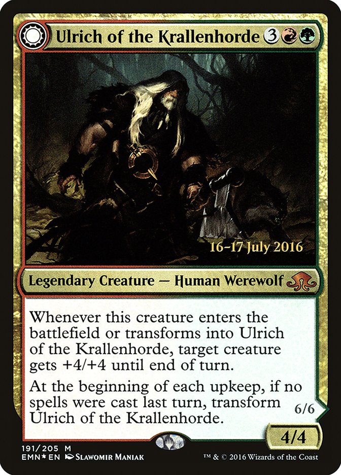 Ulrich of the Krallenhorde // Ulrich, Uncontested Alpha  [Eldritch Moon Prerelease Promos] | Rock City Comics