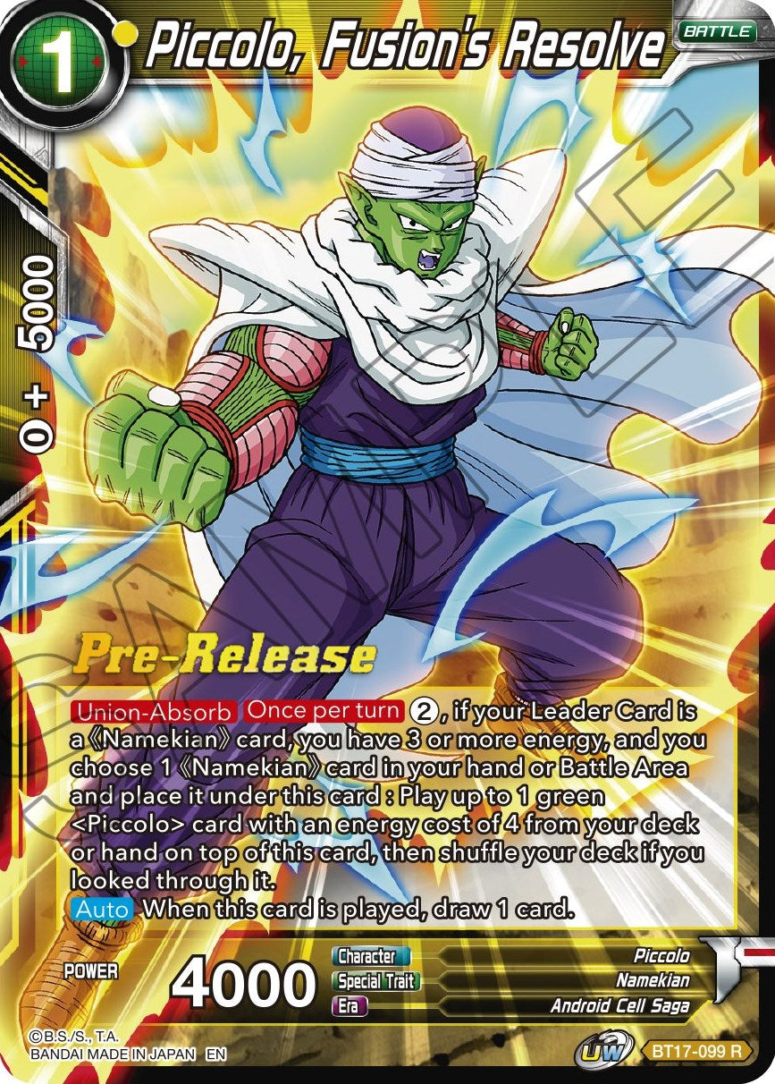 Piccolo, Fusion's Resolve (BT17-099) [Ultimate Squad Prerelease Promos] | Rock City Comics