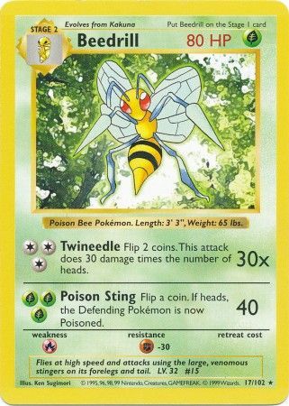 Beedrill (17/102) [Base Set Shadowless Unlimited] | Rock City Comics