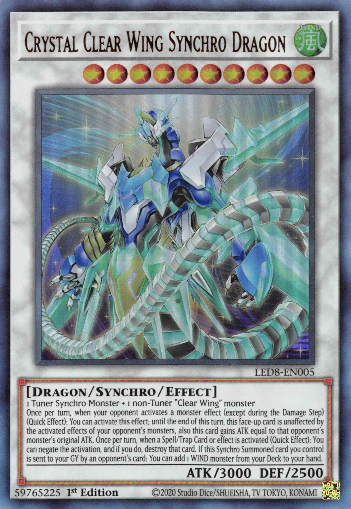 Crystal Clear Wing Synchro Dragon [LED8-EN005] Ultra Rare | Rock City Comics